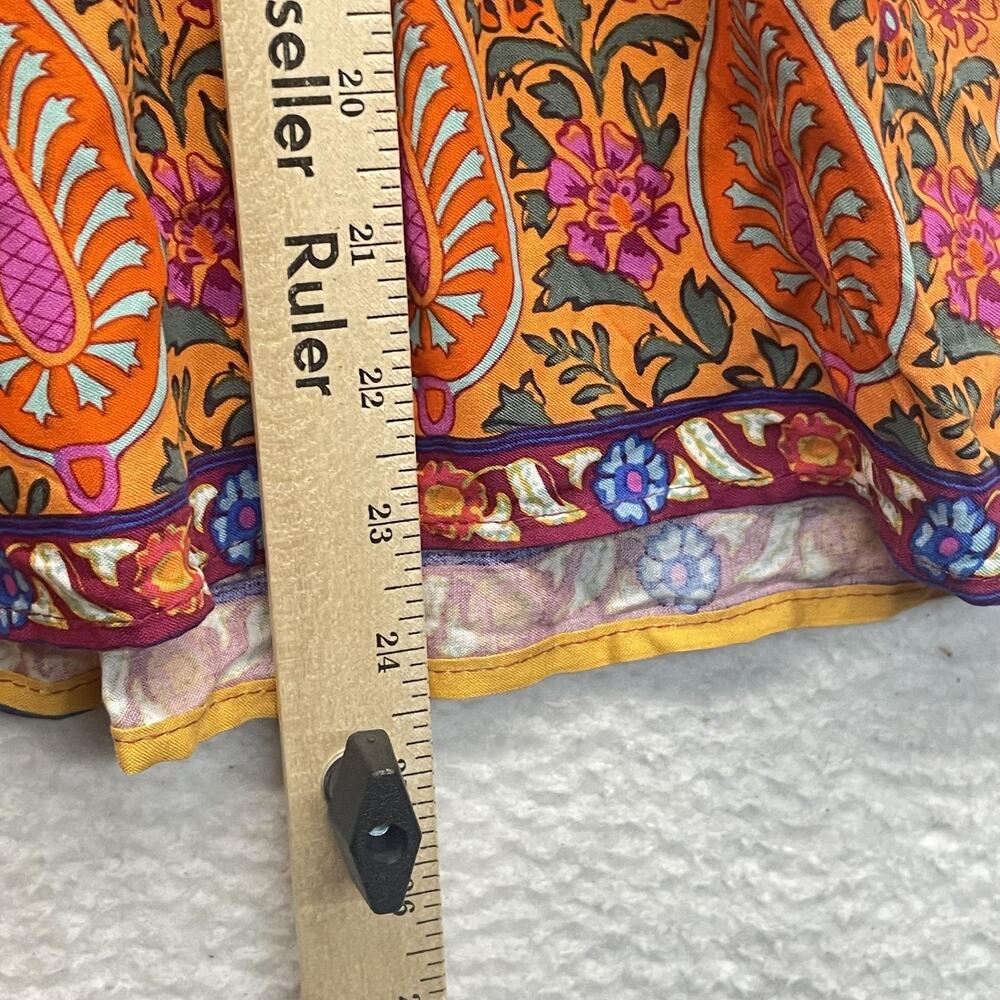 Haute Hippie Shirt Womens XS Yellow Boho Paisley Printed Sleeveless Halter New - Picture 11 of 12